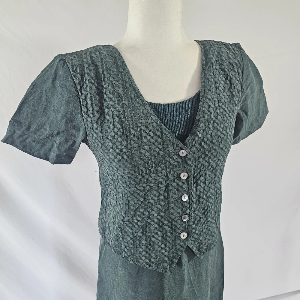 Vintage Rabbit Rabbit Rabbit Designs Button Front Dress - Picture 2 of 13